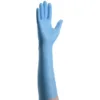 Close-up of MEDGLUV NitraPro Nitrile Exam Gloves MG50160 Series, showcasing the textured grip and 16" cuff.