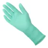 Close-up of MEDGLUV NitraSonic Nitrile Surgical Gloves MGS5060 Series, showcasing the textured surface and vibrant green color.